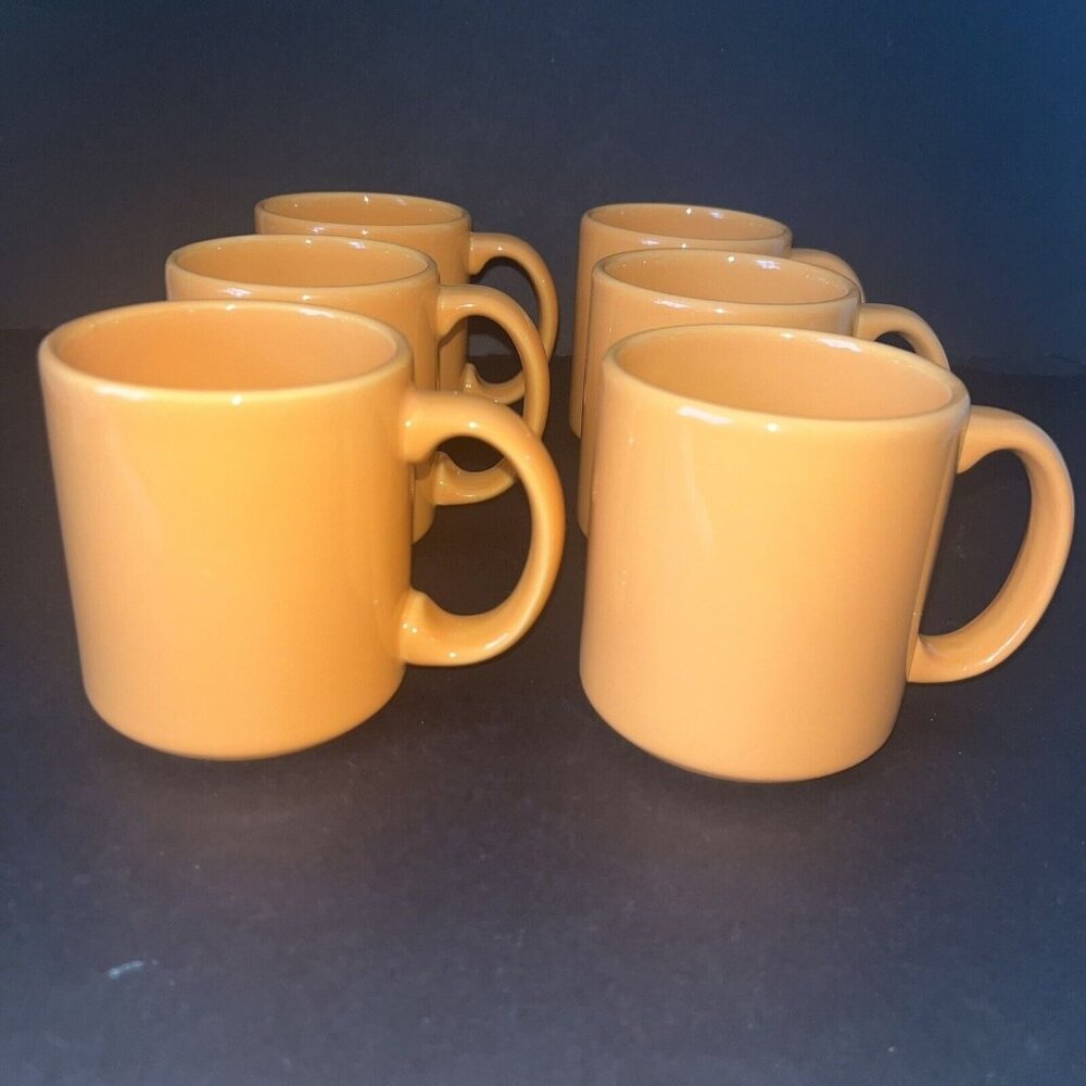 Vintage SMALL ORANGE COFFEE MUG Set Of 6 by Homer Laughlin Retro Diner Beach